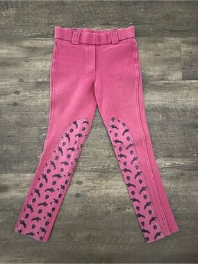 Girls Pink Horse-Print Riding Leggings